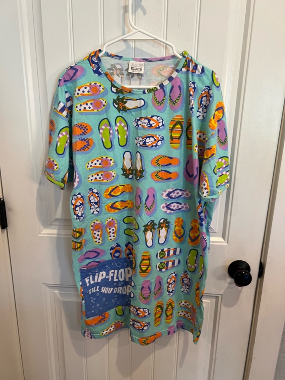 Women's Aqua Flip-Flop Print Swim Coverup